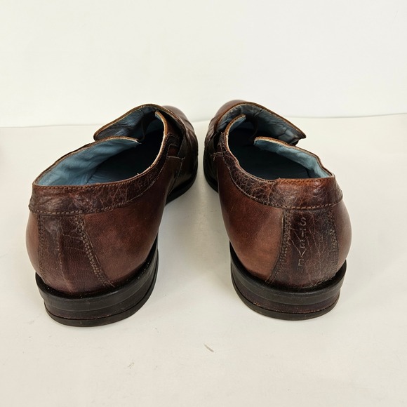 Steven by Steve Madden Brown Leather Loafers Dress Shoes Made in Italy Mens